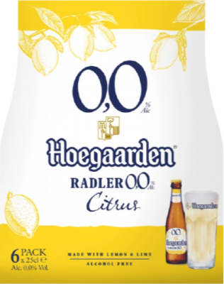 Hoegaarden Radler Citrus alcoholvrij sixpack met flesjes van 25cl